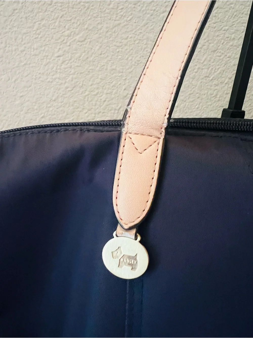 RADLEY LONDON Navy Tote with Tan Straps